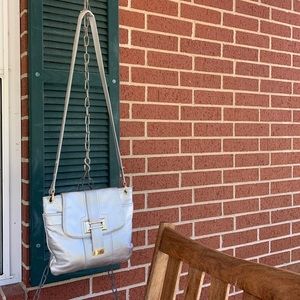Silver Leather Crossbody Bag